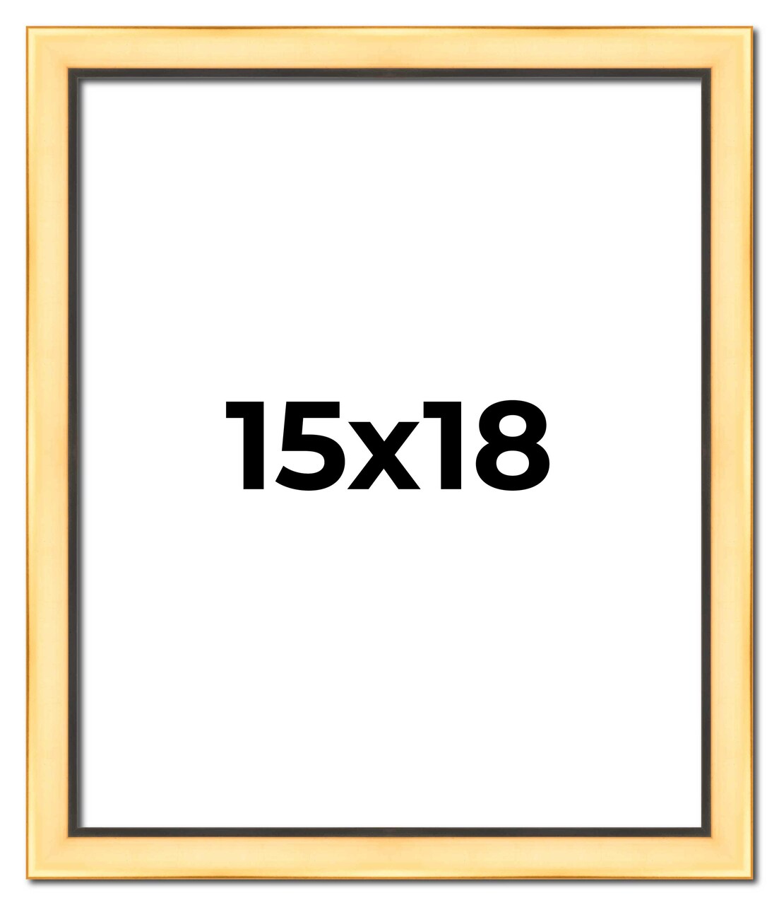 15x18 Simple Gold Picture Frame - UV Acrylic, Foam Board Backing, Hanging Hardware
